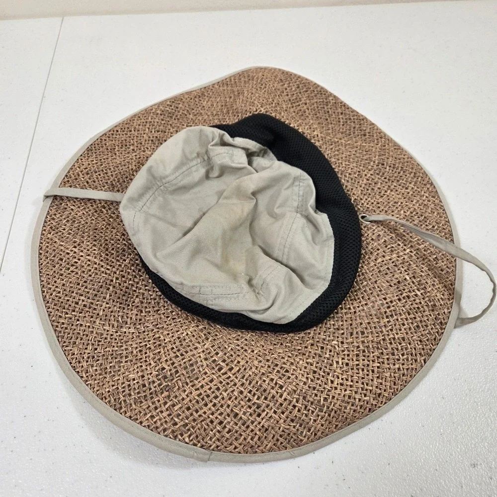 Columbia‎ Unisex L/XL Tan Wide Brim Straw Sun Hat Hiking Fishing CU9041